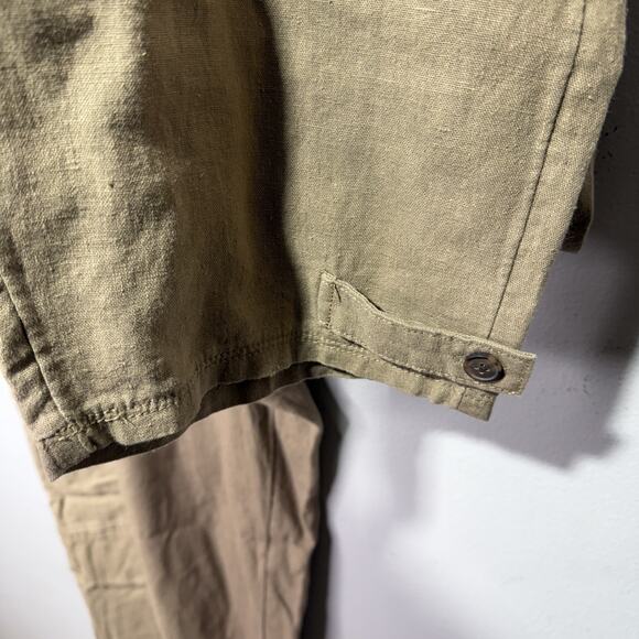 A New Day Pants Women’s Size 17 High Rise Straight Ankle Cargo Khaki Linen Blend - Picture 7 of 11
